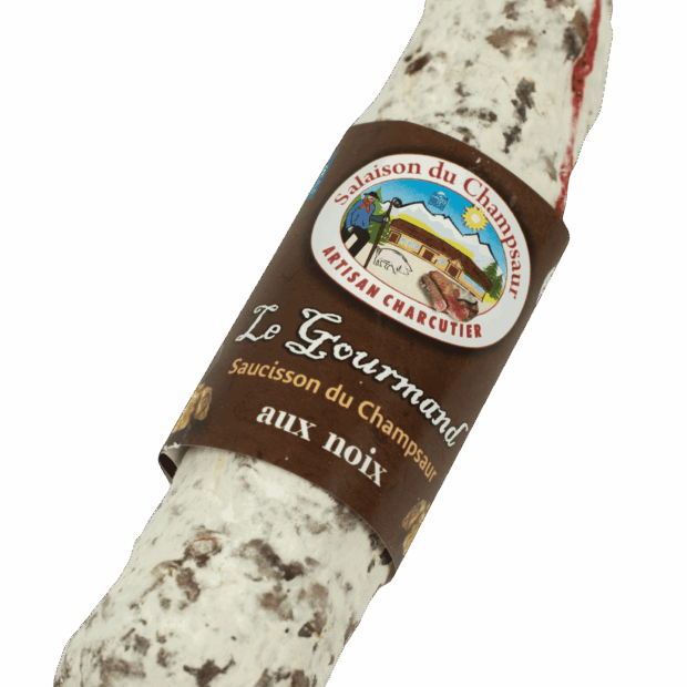 Saucisson aux noix Le Gourmand Salaison du Champsaur Saint Laurent du Cros Hautes Alpes Charcuterie Artisanale en ligne