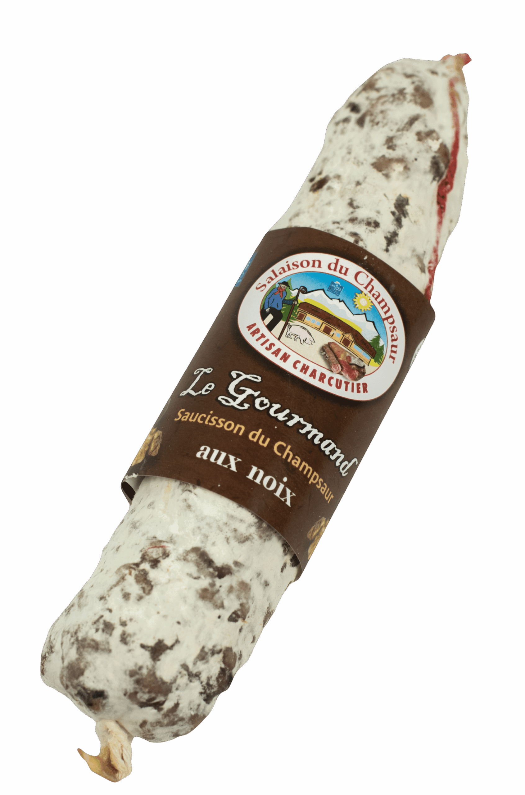 Saucisson aux noix Le Gourmand Salaison du Champsaur Saint Laurent du Cros Hautes Alpes Charcuterie Artisanale en ligne