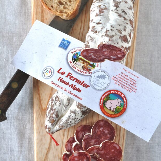Saucisson Haut Alpin Montagnard Le Fermier Salaison du Champsaur Saint Laurent du Cros Hautes Alpes Charcuterie Artisanale en ligne